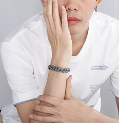 Onyx Engraved Cuban Bracelet