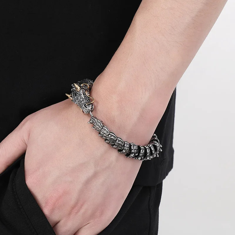 DRAGON CUFF STEEL BRACELET