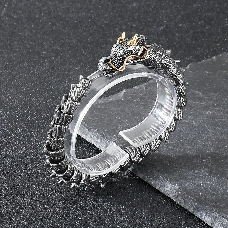 DRAGON CUFF STEEL BRACELET