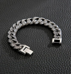 Onyx Engraved Cuban Bracelet